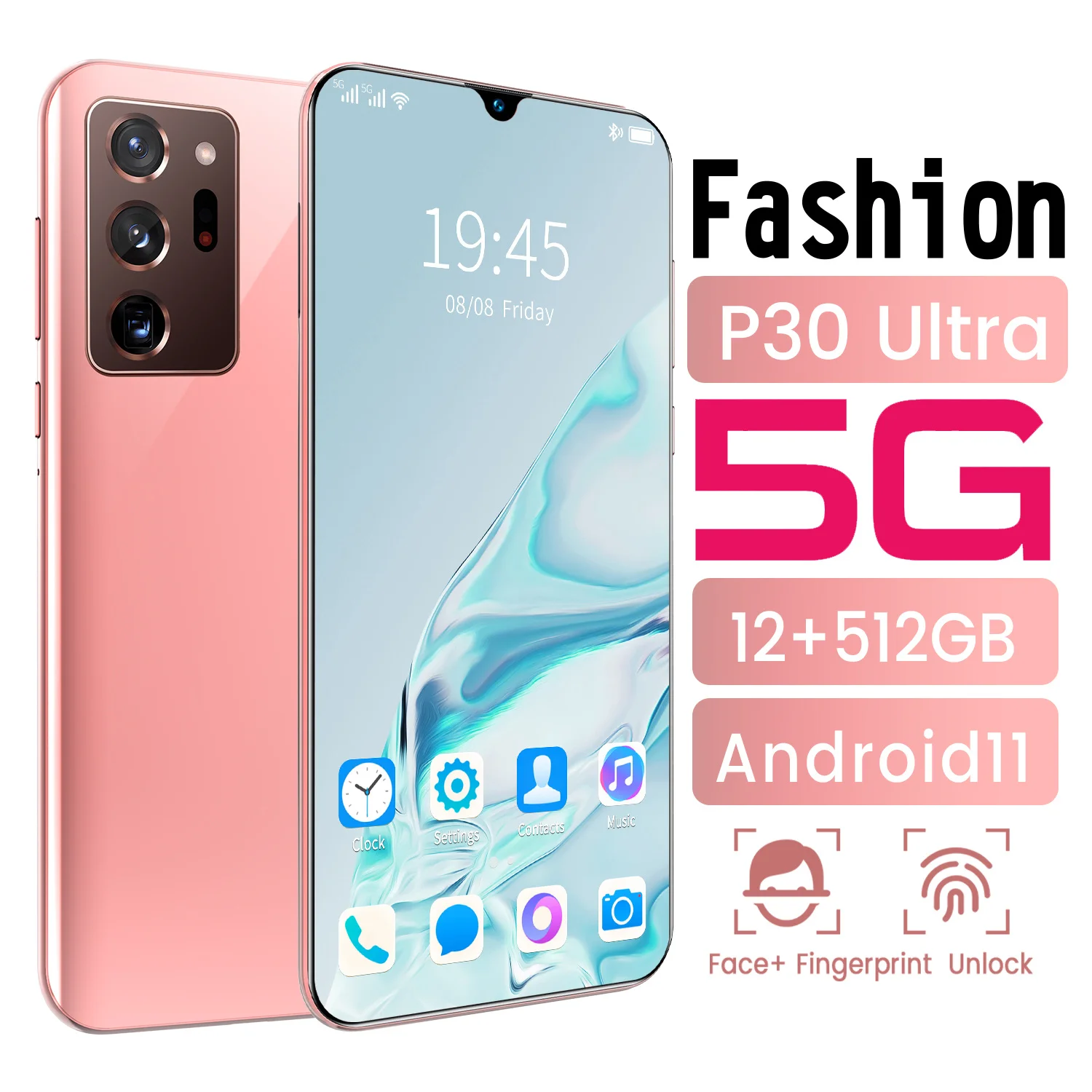 

P30 Ultra 6.9 Inch Drop Screen 12GB+512GB Andriod 11.0 5G Smart Phone 10 Core Fingerprint Unlock 5800mAh Mobile Phones MTK6889
