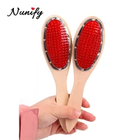 nunify wooden handle massage hair brush with metal pins air cushion massage hair comb with white reduce hair loss tool