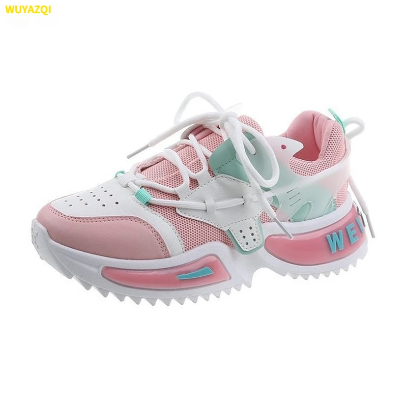 

WUYAZQI Women's sports shoes student net shoes new high rise women's running shoes large size fashionable women's shoes Q8