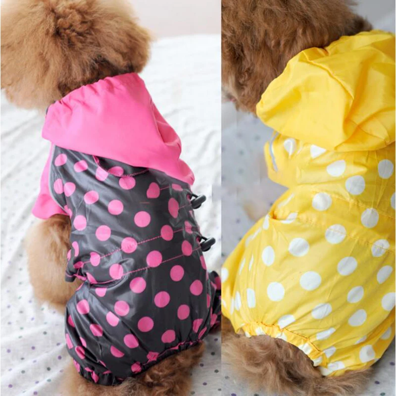 Dog Rain Coat For Small Dogs Waterproof Jumpsuit Polka Dot Raincoat Clothing Cat Chihuahua Golden Retriever | Дом и сад