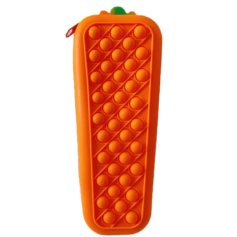 

Чехол для карандаша в виде моркови с пузырьками, игрушки с украшениями, Простой сенсорный силиконовый чехол для канцелярских принадлежност...