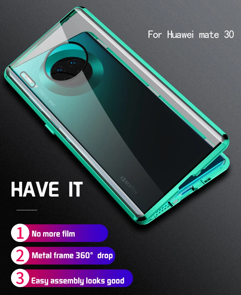 Роскошный защитный Магнитный чехол на весь корпус для huawei P30 P20 lite Pro 360, задняя крышка из закаленного стекла huawei mate 30 20 Pro Чехол