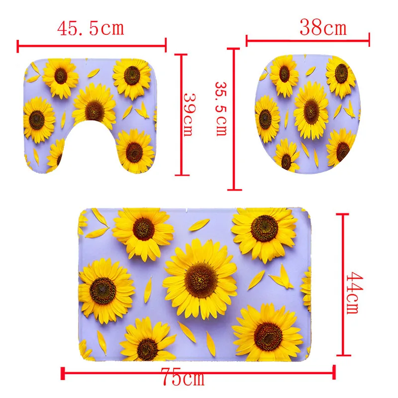 Новый 2020 новейший набор для ванной занавески душа принт подсолнечника коврик
