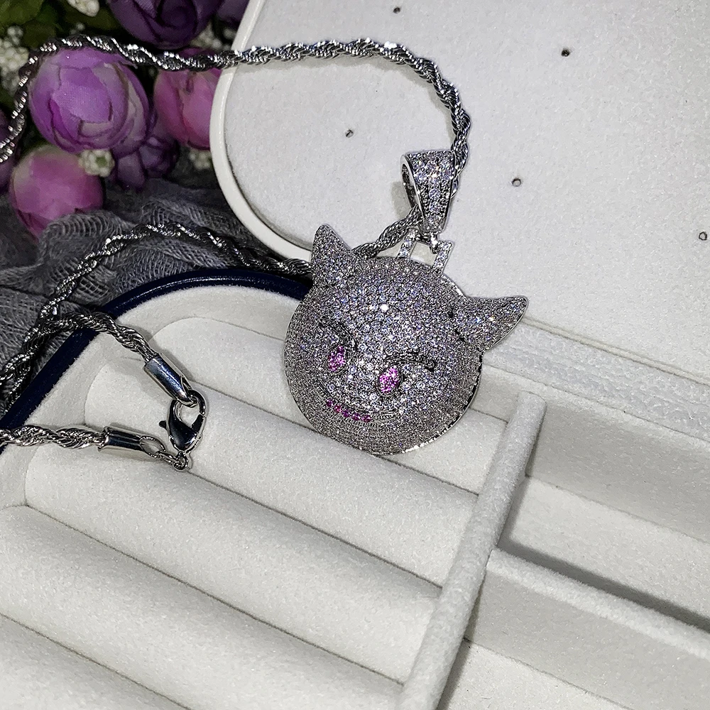 

Funny Devil Design Silver Color Necklace Women/Men Personality Accessories Party Brilliant Cubic Zirconia Fashion Jewelry