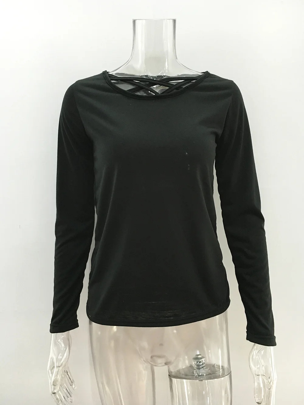 

5 Colors Women Summer Nice Long Sleeve Slim Fit Cross Lace-up Sexy Shirt Tops Simple Style Solid Color Casual Ladies Shirts