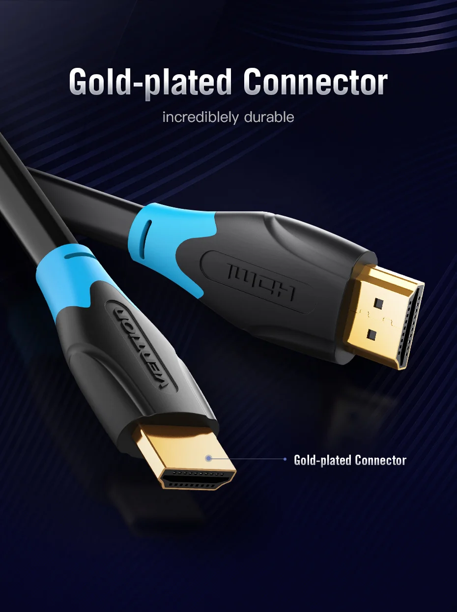 Vention HDMI кабель 4K HDR позолоченный папа-папа HDMI 2,0 V 1080P 3D для проектора PS3 HD lcd Apple tv компьютерный кабель HDMI