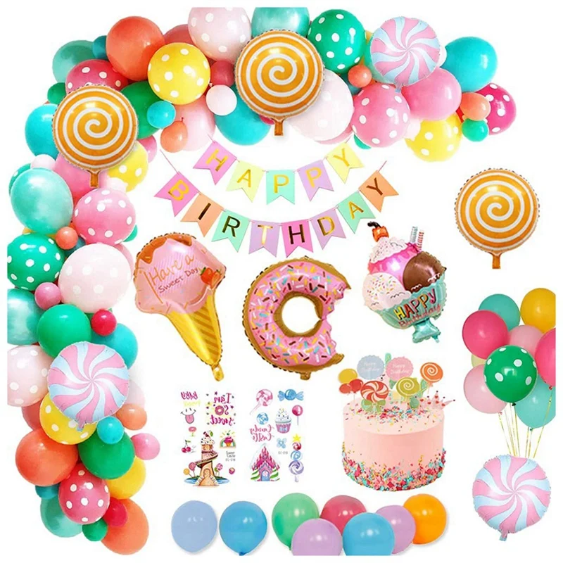 

Украшения на день рождения для маленьких девочек, набор воздушных шаров для вечеринки на день рождения с баннером для вечеринки, украшения ...