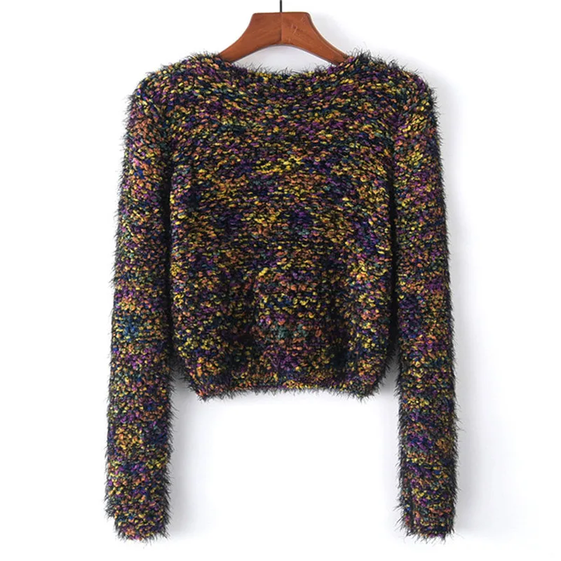 Зимние женские укороченные свитера и пуловеры повседневный укороченный свитер с