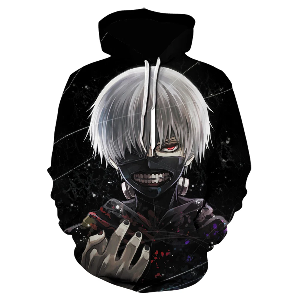 

Anime 3D Sweatshirts Men/women Tracksuits Tops Print Hooded Tokyo Ghoul Kaneki Ken black mens Hoodies japanese streetwear