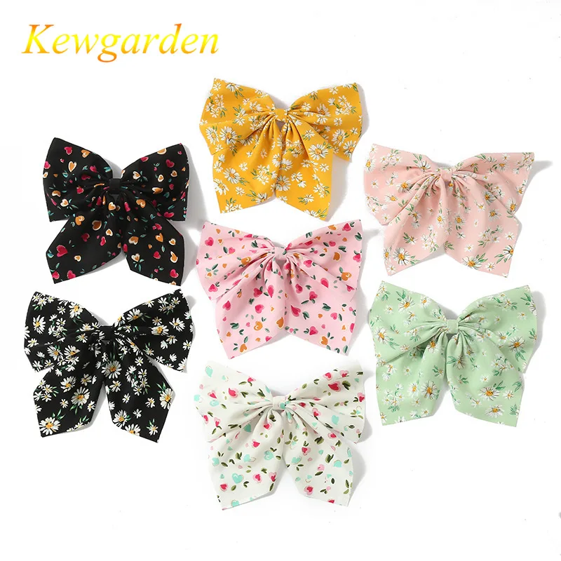 

Kewgarden Girls simple bowknot hairpin children flowers small Daisy hair ornaments 5pcs