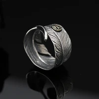 sa silverage silver jewelry silver 925 jewelry average size 16 25 retro ring marcasite eagle feather ring 925 sterling