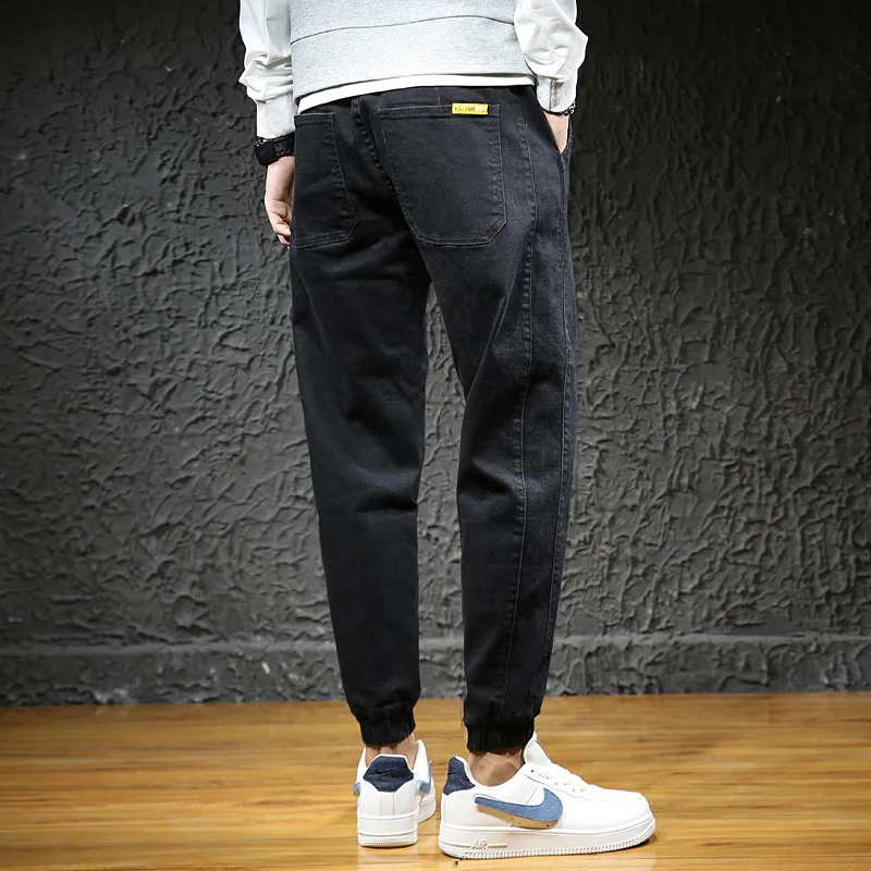 

Plus size men's fall fat men's plus size loose stretch elastic waist jeans