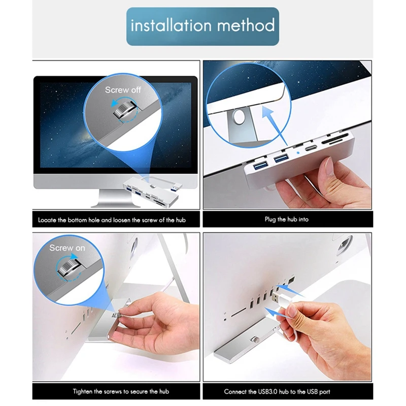 

5-In-1 Hub for IMac Apple All-In-One USB3.0X2/Type-C/TF/SD 5Gbps Multifunctional Portable Hub Docking Station