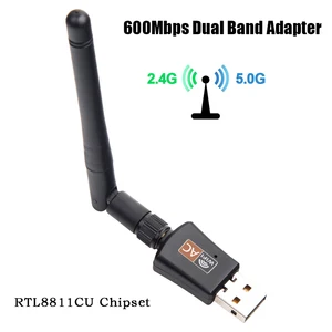 Мини USB WiFi адаптер 5 ГГц + 2,4 600Mbps Беспроводной двухдиапазонный 802.11ac с антенной RTL8811CU для рабочего столаноутбукаПК