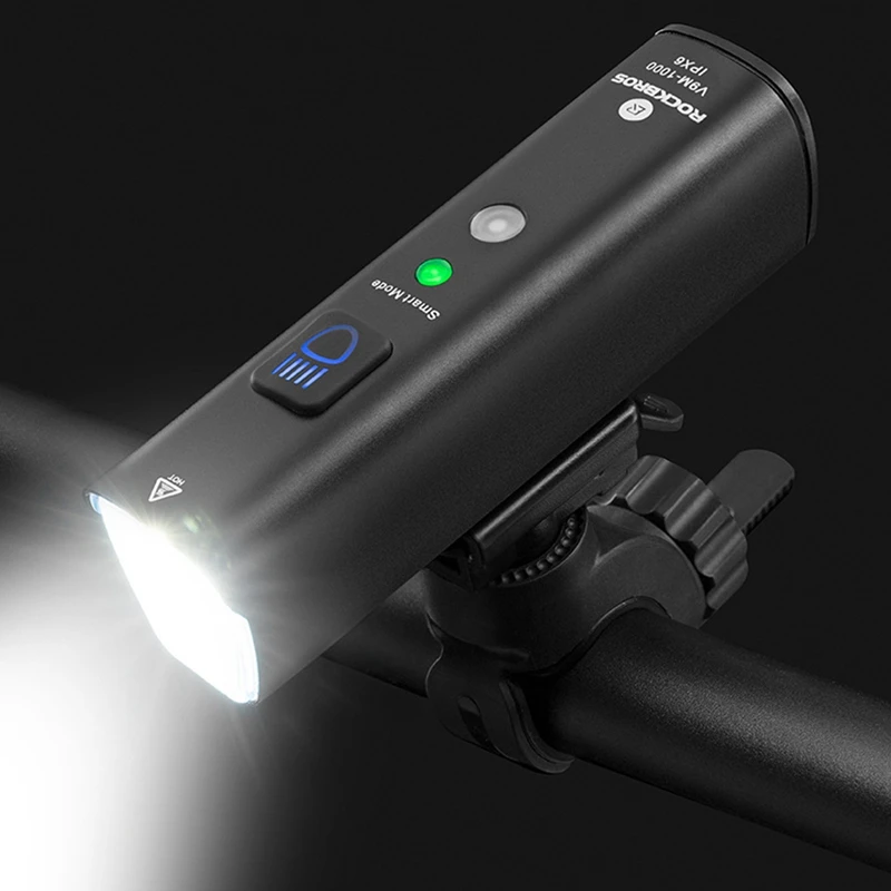 

Велосипедный передний фонарь ROCKBROS, 1000 люмен, умный датчик, 4000 мАч, зарядка через USB, аксессуары для горных велосипедов