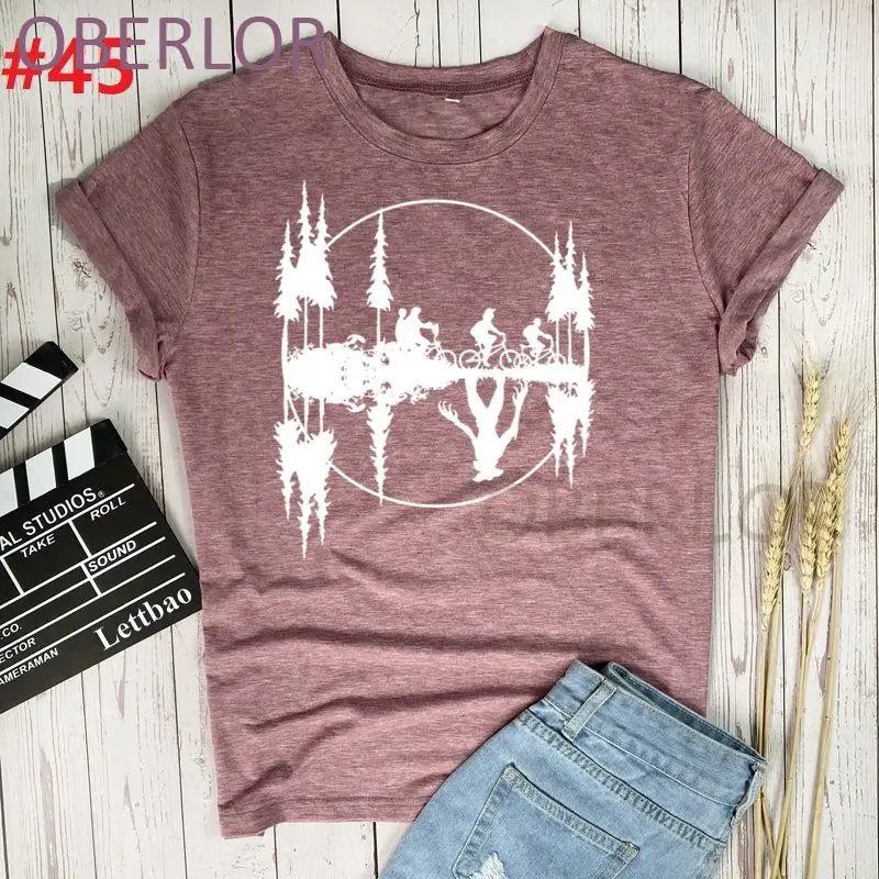 

Stranger Things Printed T Shirt Women 90s Graphic T-shirt Harajuku Tops Tee Cute Short Sleeve Upside Down Tshirt Female Clothing
