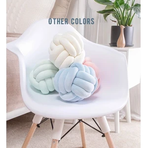 DIMI Living Room Green Round Hand Woven Cushion Throw Pillow Soft Plush Knot Cushion for Kids Sofa Backrest Throw Pillow