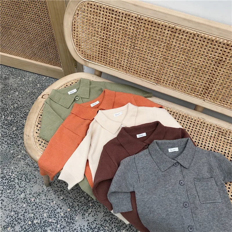 

Spring Autumn 2019 Long Style Baby Girls Boys Single-breasted Sweater Cute Solid Colors Knitted Cardigan Sweater Outwears 1-6T