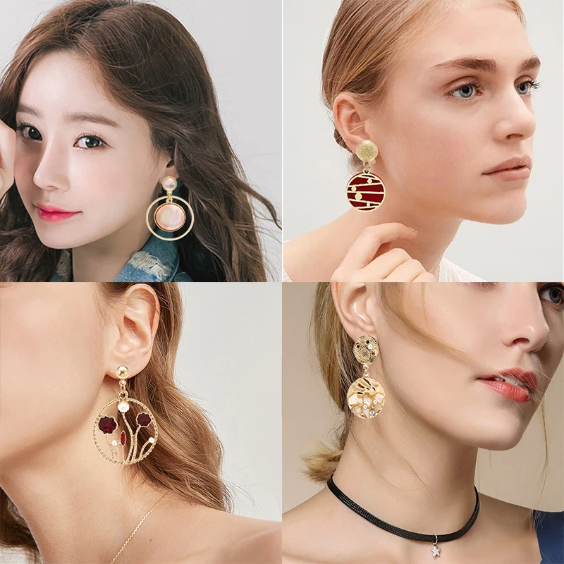 Корейские простые жемчужные серьги круглые Уникальный дизайн полимерные