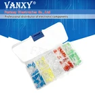 Набор светодиодных ламп, 200 шт., 3 мм, 5 мм, разные цвета, красный, зеленый, желтый, синий, белый, излучающий диод, ассортимент в коробке