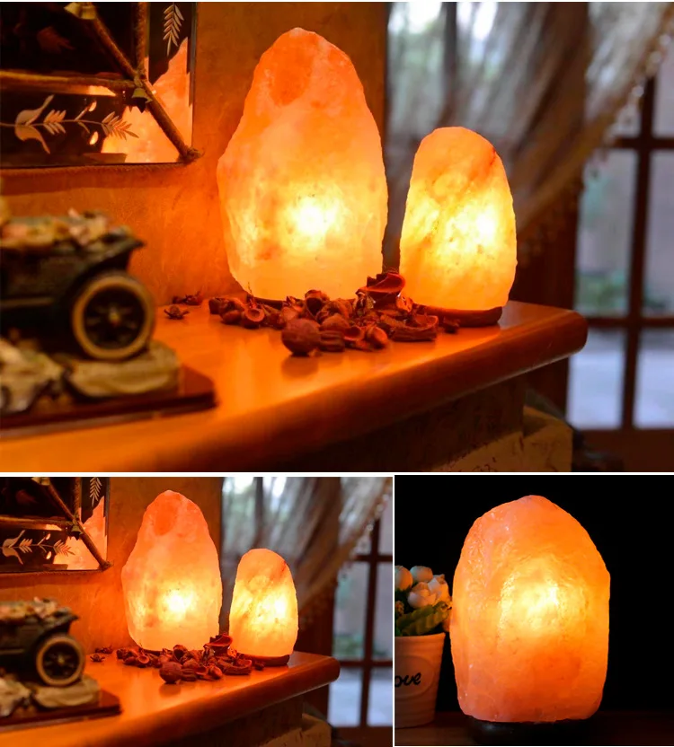 

Himalayan Warm White Salt Lamp Natural Crystal Hand Carved Night Light Home Decor Air Purifying Zoutlamp with Plug