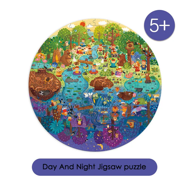 Day And Night Mideer головоломки игрушки Обучающие 150 шт. ручная роспись головоломки доска стиль от 3 до 7 лет Пазлы коробка набор для детей Подарки Лобзики - Цвет: Day And Night