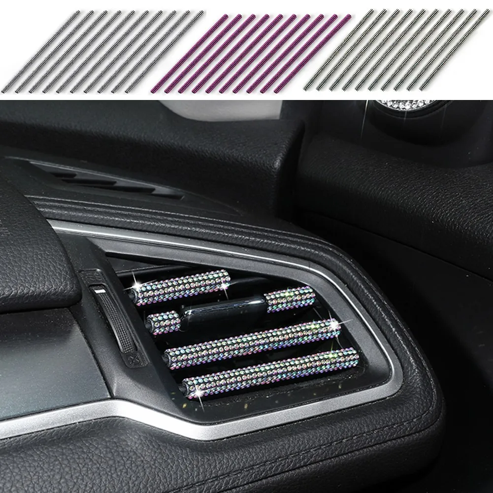 

10PCS Car Air Conditioner Decorative Strips Girl Women Flamboyant Interior Interior Bling Decoration Accessories 20 Cm