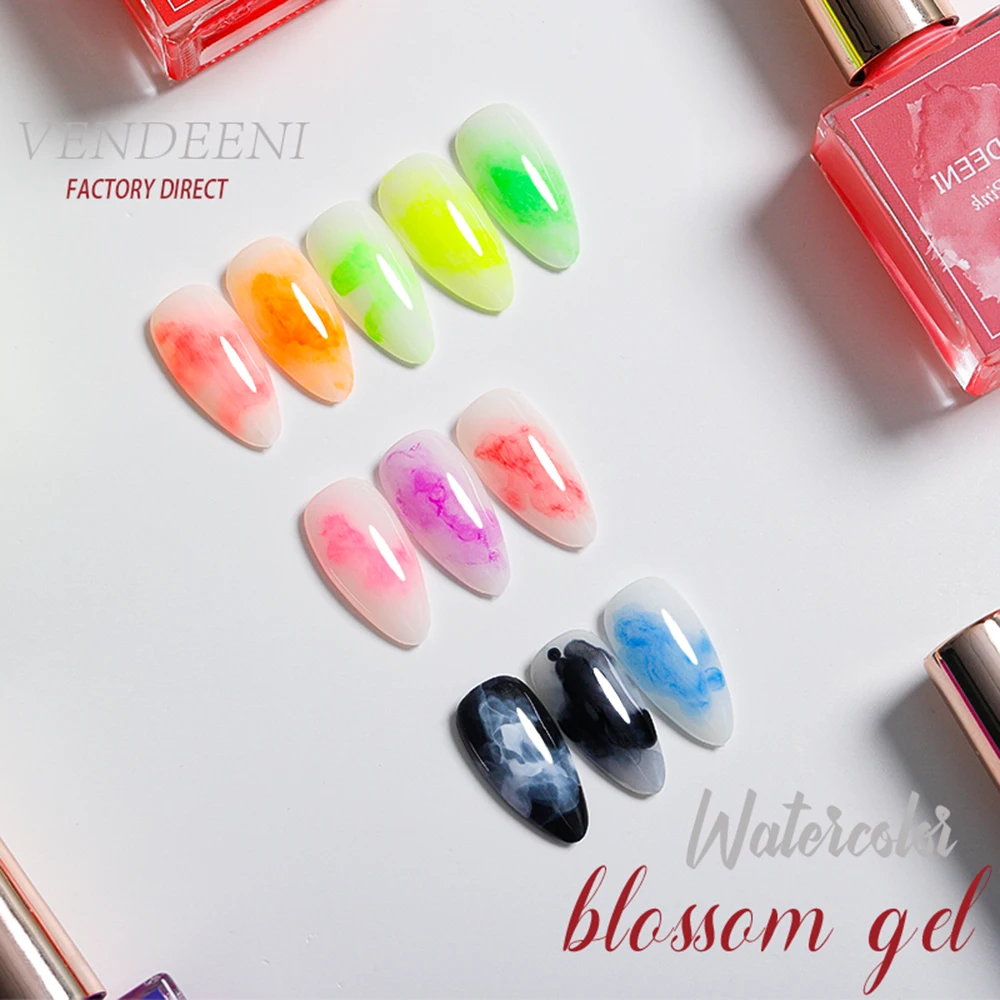 Акварельные чернила для ногтей ручка дизайна цветущий лак красота дымовой