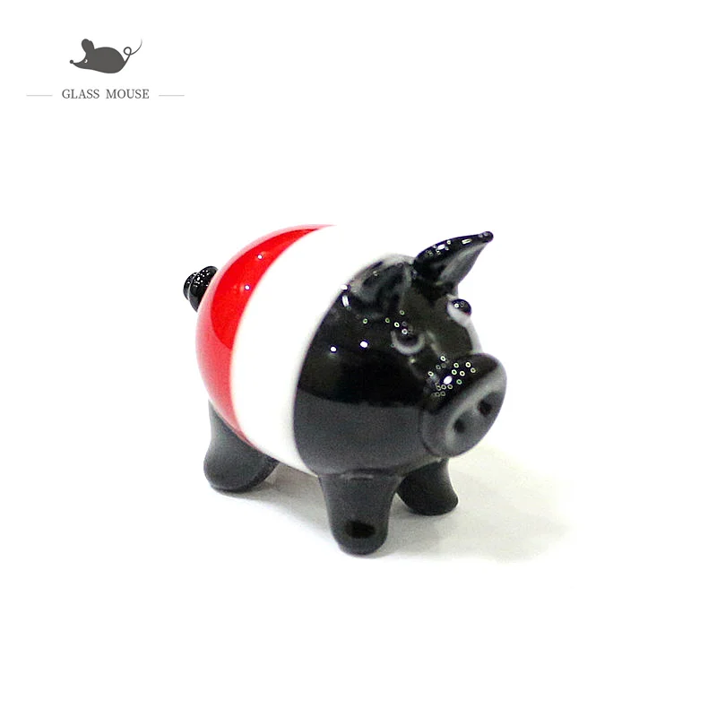 Стеклянная миниатюрная фигурка поросенка в японском стиле Разноцветные