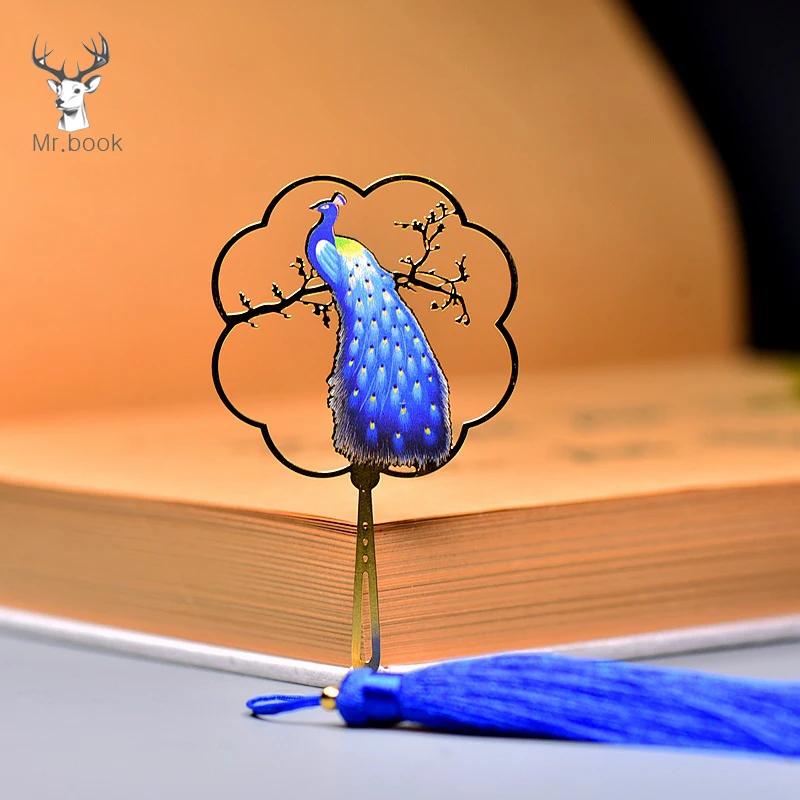 

Delicate Peacock Metal Bookmark Handmade Long Tassel Chinese Style Book Mark School Office Supplies Kawaii Stationary