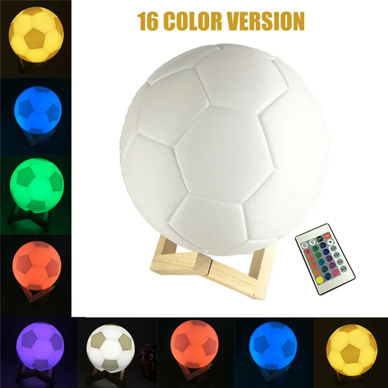 3D печать LED Футбол Ночник Луна лампа 2/16 видов цветов сенсорный/пульт