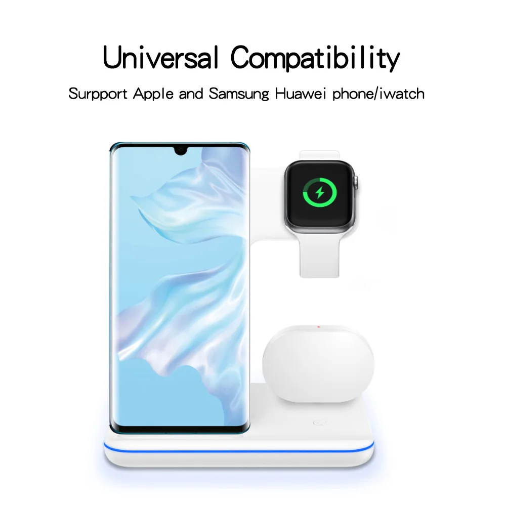 3 в 1 Беспроводное зарядное устройство для iPhone 11 PRO XS MAX Samsung быстрая Беспроводная