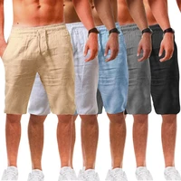 2021 summer new style mens casual solid color sports cotton and linen comfortable fashion shorts jogging pants