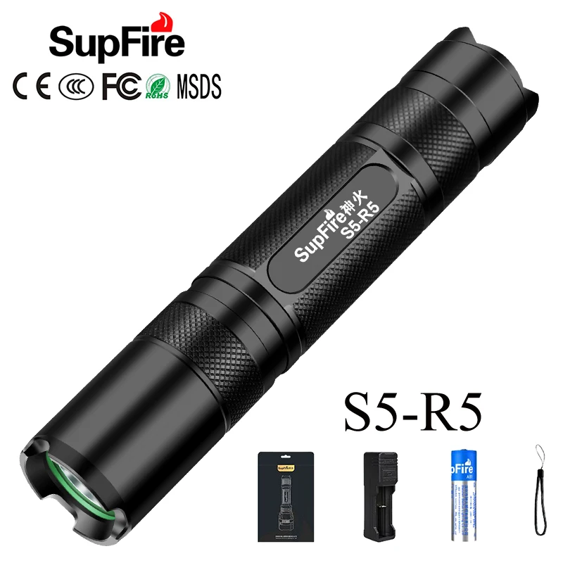 Supfire Мини Вспышка светильник S5 R5 светодиодный Ручка светильник 1000lm Фонари фонарь 18650 Linterna Фонарик светодиодный для конвой S2 S3 Sofirn Fenix Nicron O светильник