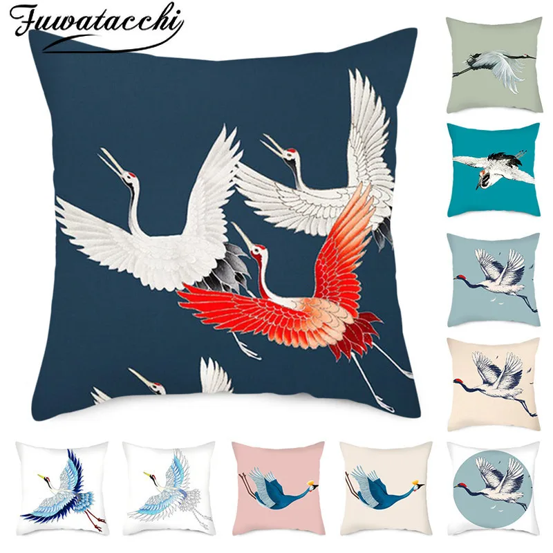 Fuwatacchi наволочки с красным журавлем духовные животными для дома спальни дивана