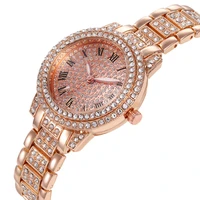 luxury zegarek damski casual full diamond fashion retro roman plate stainless steel band bracelet clasp quartz watch