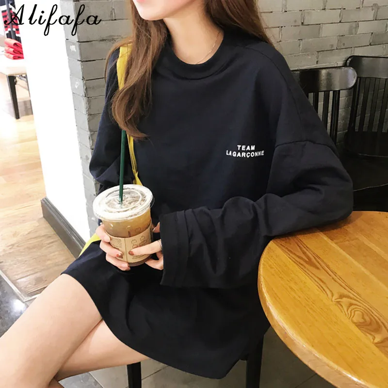 

Spring T-shirts Women Long-sleeve Couple Casual Basic Tops Autumn Letter Prinded Oversized All-match Korean Style T-shirt Female