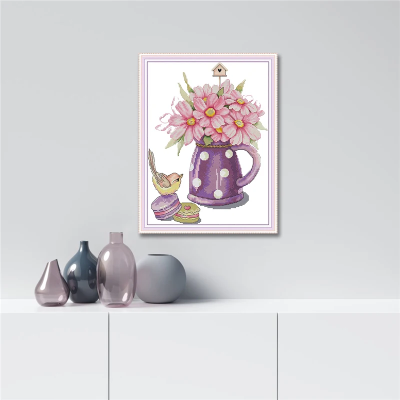 Bird and Vase Cross-stitch 11CT Printed Fabric 14CT Canvas DMC Counted Cross Stitch Kits Embroidery Needlework Home Decor | Дом и сад