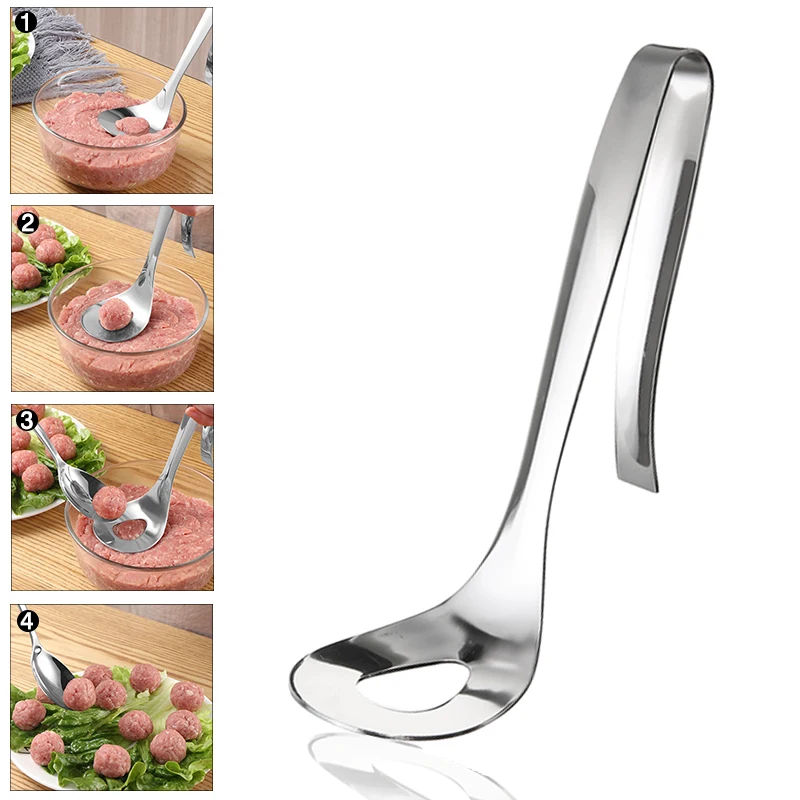 

New Maunal Meatball Maker Spoon Stainless Steel Meat Ball Pressing Spoon Long Handle For DIY Fish Balls Meatballs Making