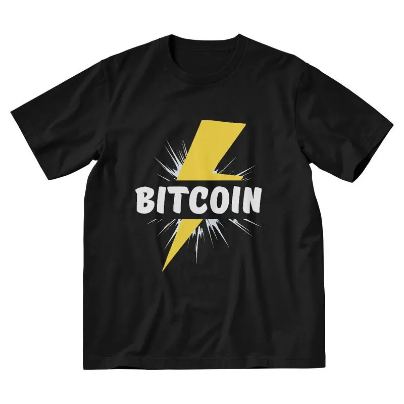 

Модная футболка с биткоином и молнией, Мужская футболка в стиле Харадзюку, хлопковая футболка с короткими рукавами для Btc, городская футболк...