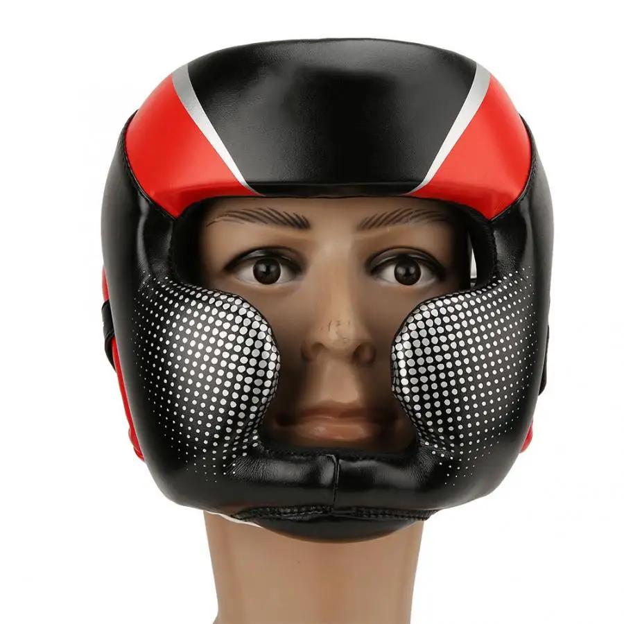 Полностью покрытый боксерский шлем Муай Тай из искусственной кожи тренировочный