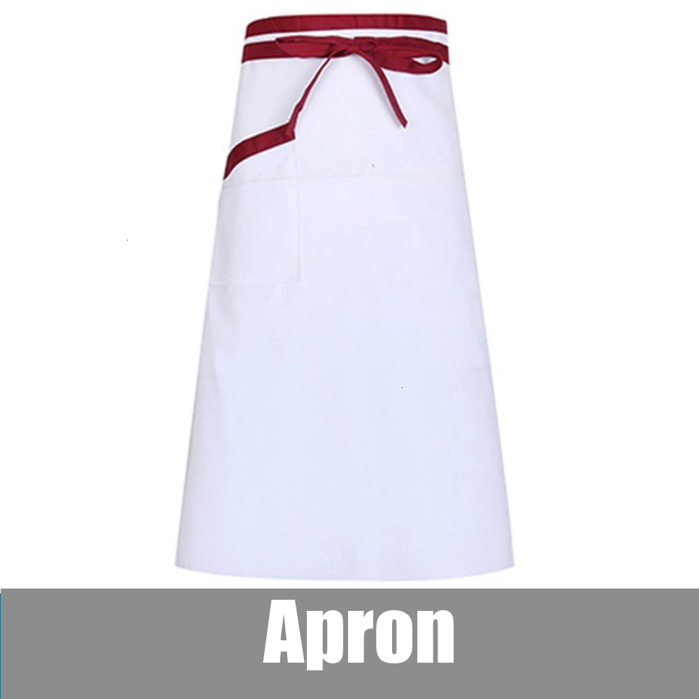 Apron 5 Сплошной цвет длинный рукав шеф Униформа унисекс высокого качества поварской китель отель, ресторан, кафе хлебобулочные волосы салон рубашка официанта - Цвет: Apron 5