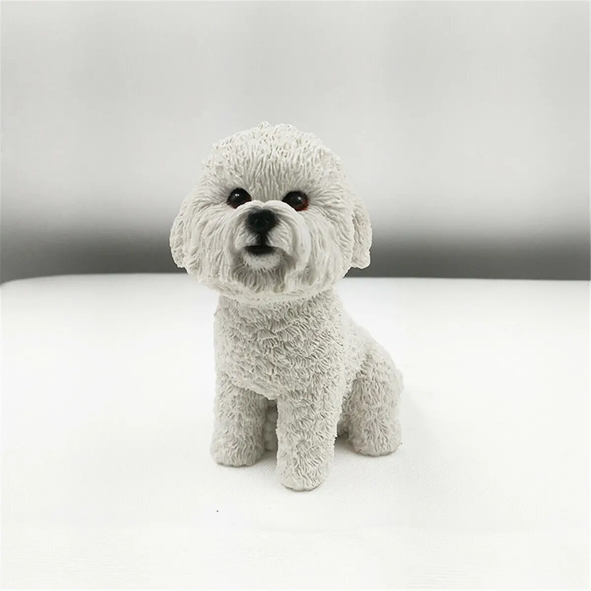 

JJM British Bichon Frise Dog Pet Figure Animal Model Collector Toy Decoration PVC Model Educational for Children Adults KidsGift