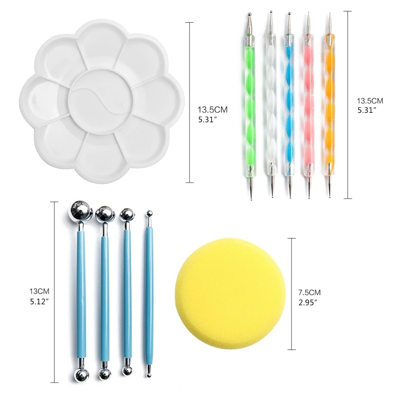 

105pcs DIY Mandala Dotting Pen Tools Set for Painting Rock Stone Acrylic Stick Template Stencil Brush Ruler WIth Carrying Bag