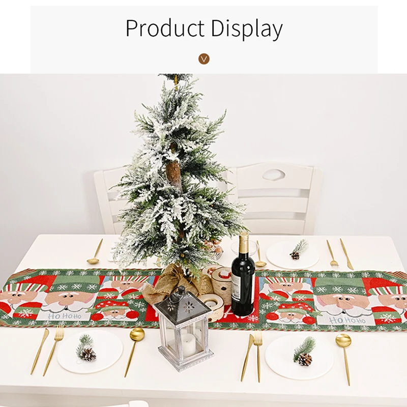 

Christmas Printed Table Runner Decoration For New Year Festival Party Tablecloth For Home Kitchen Desk Decorative Accessories