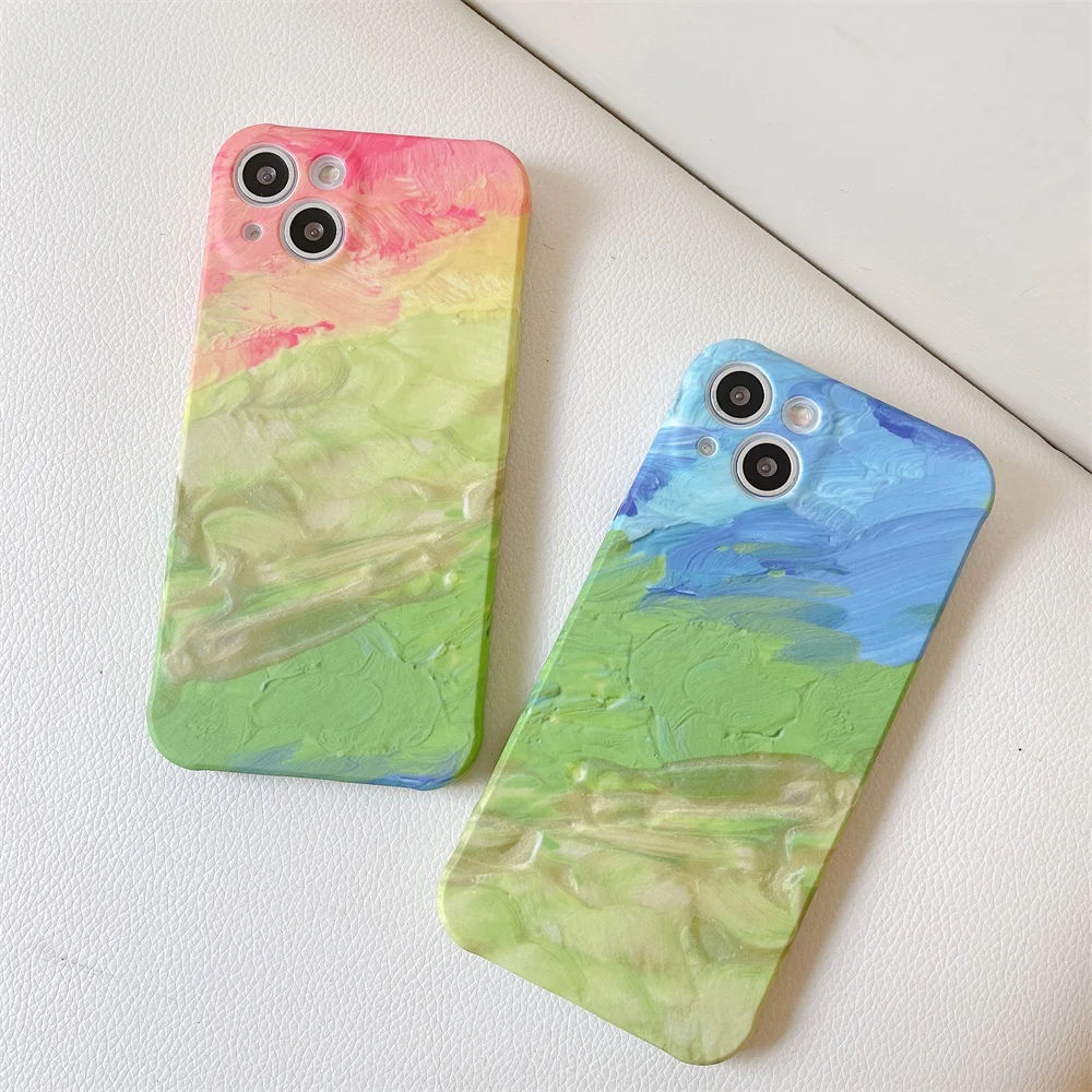 

Cute Oil Painting Flowers Silicone Soft Phone Case for iPhone 13 12 11 Pro Max 7 8 plus X XR XS Max SE Cover Water Print Cases
