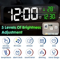 led digital alarm clocks with snooze digital time music dual clock with usb table wall large digit display brightness dimmer