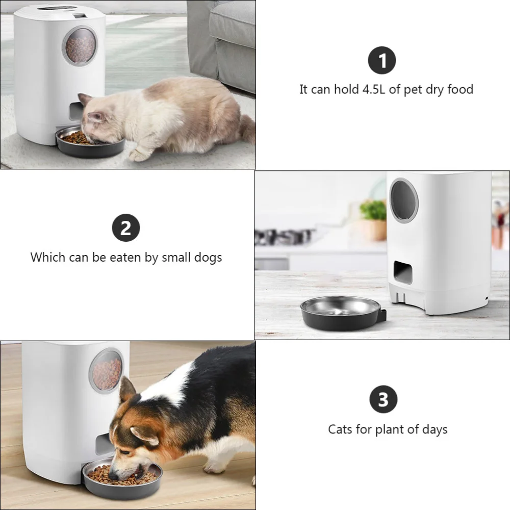

1pc Automatic Pet Feeder ABS Dog Cat Food Feeder Timing Pet Food Container