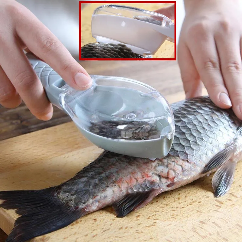 Manual with Cover Scraping Scale Knife High Quality Plastic Family Kitchen Gadget Fish Scraper Easy to Scales | Дом и сад