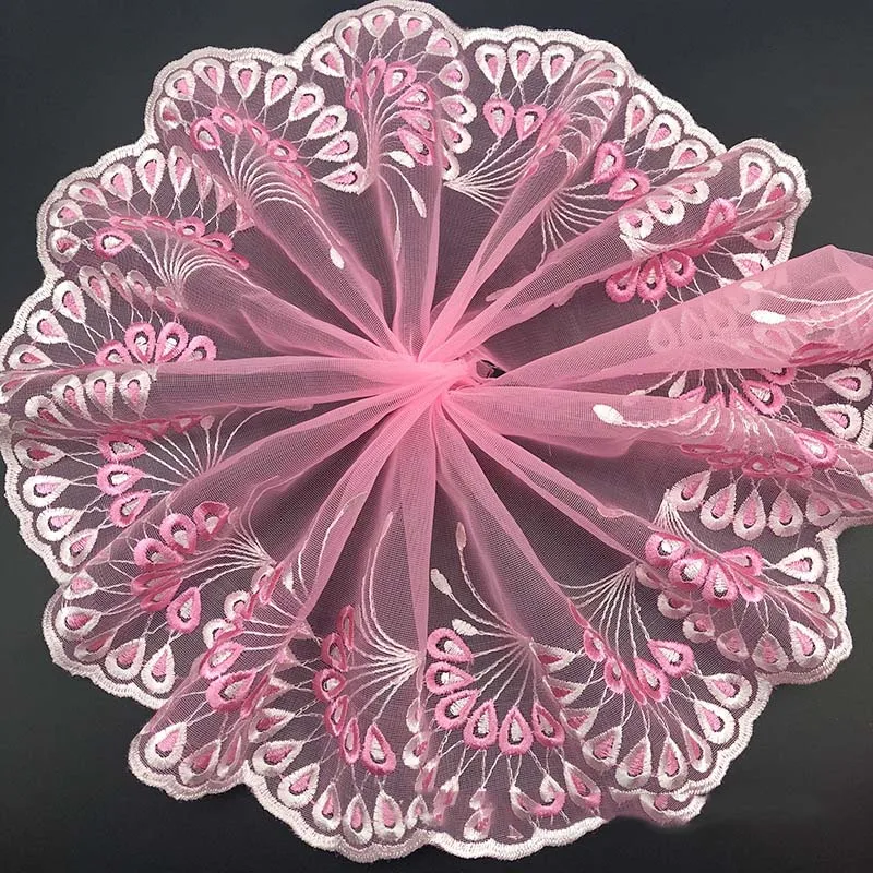 10Yds красная розовая синяя сетчатая кружевная отделка ткань вышитая лента для